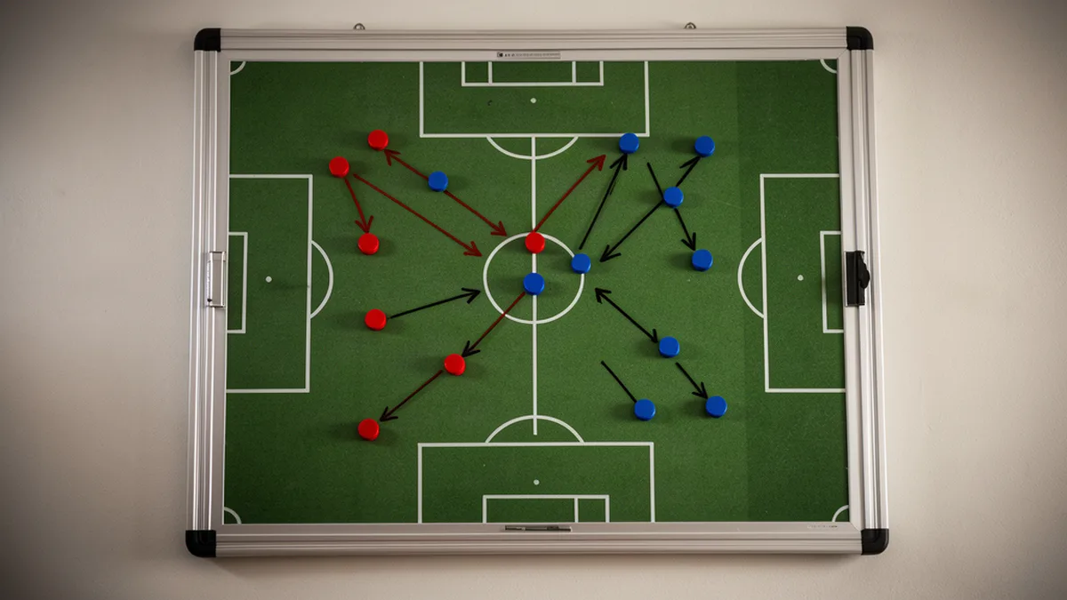 Tableau tactique avec jetons et flèches vers la surface adverse