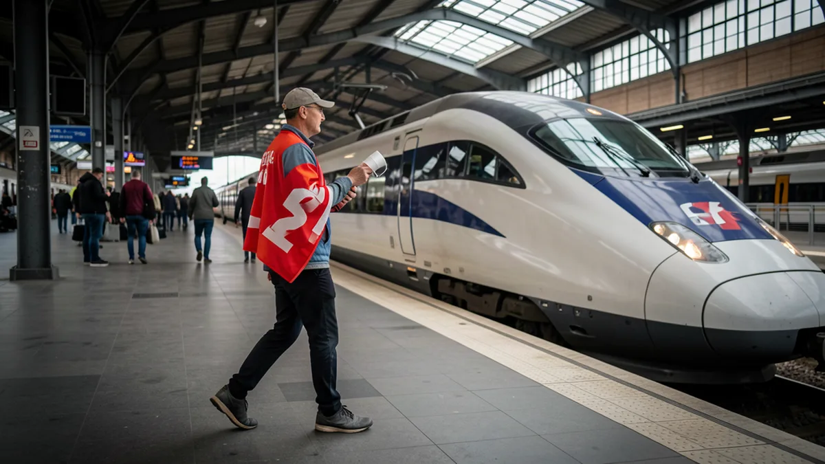 Un supporter de Ligue 1 voyage avec son drapeau vers un match à l'extérieur