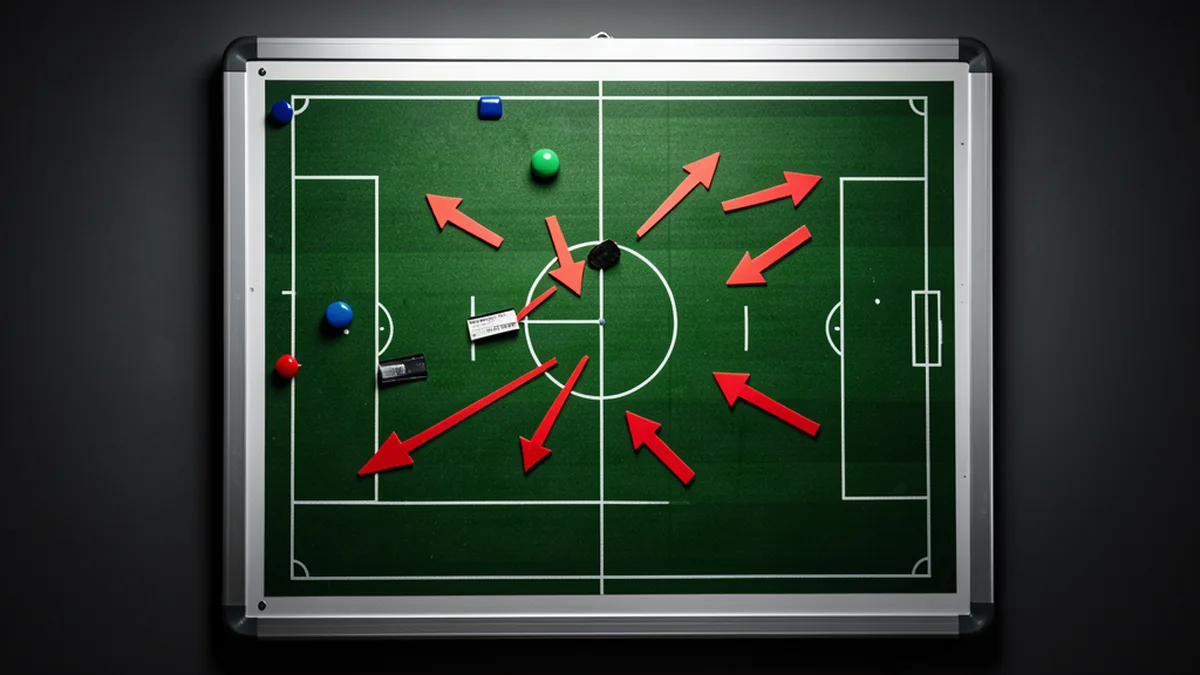 Tableau tactique avec le bloc qui recule tracé en flèches rouges