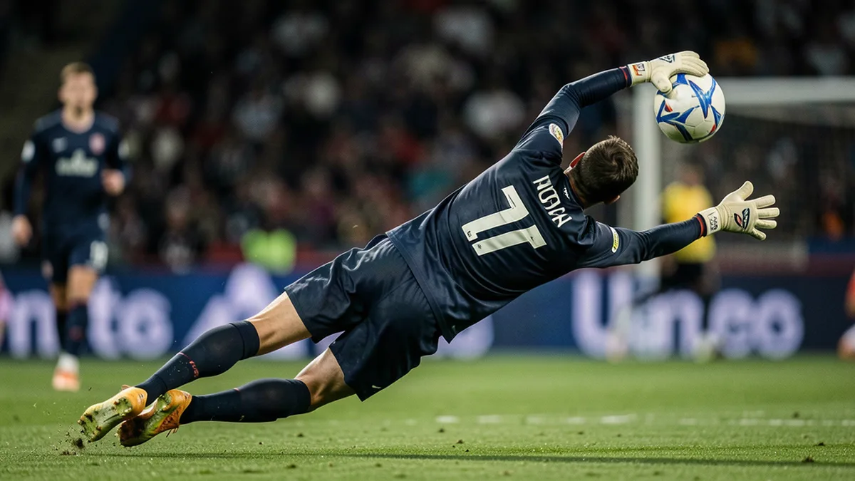 Un gardien de Ligue 1 plonge pour détourner une frappe