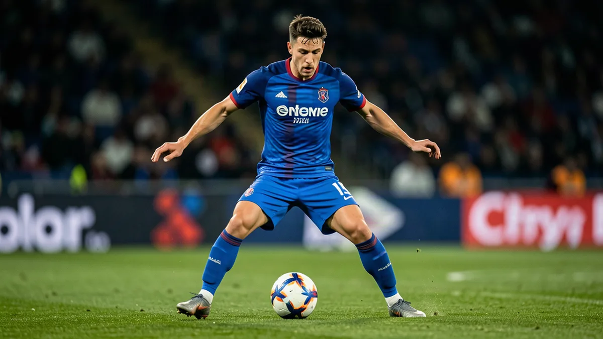 Un joueur de Ligue 1 contrôle le ballon entre les lignes adverses