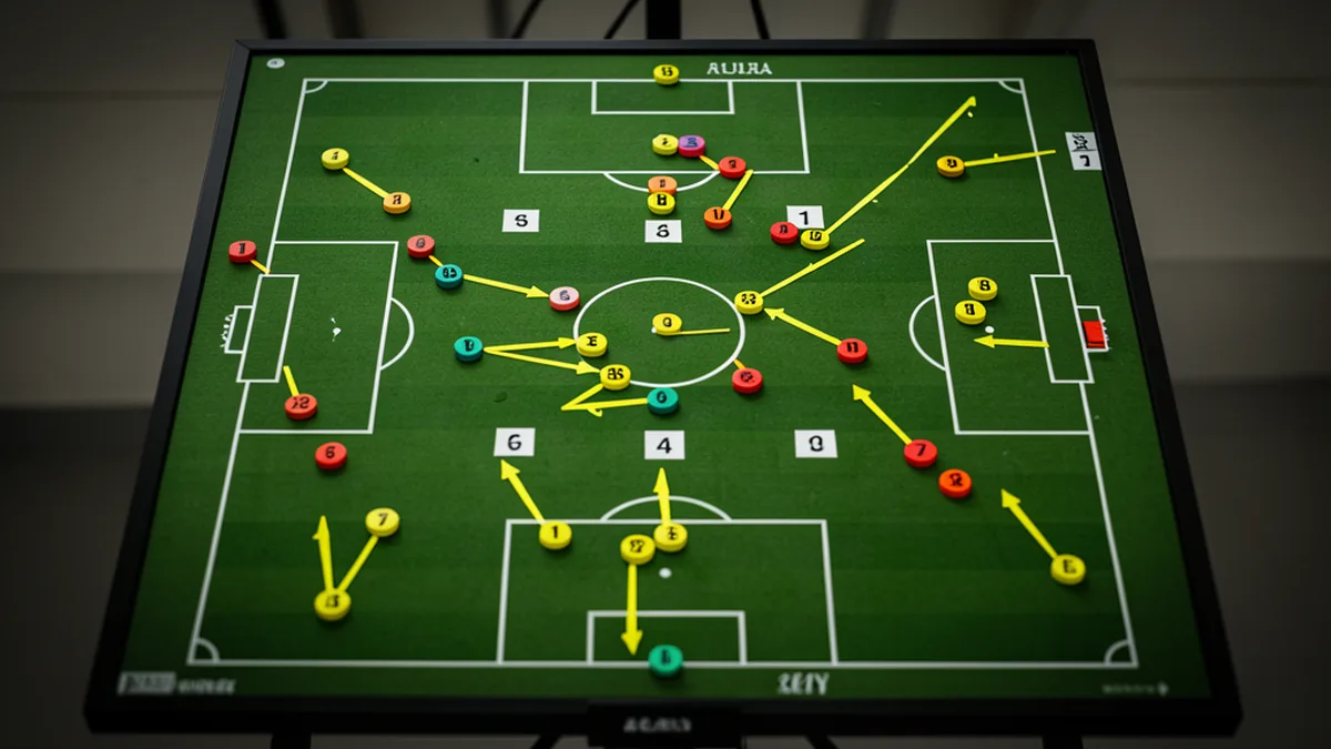 Tableau tactique avec zones numérotées et jetons colorés