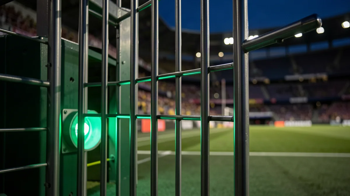 Tourniquet d'entrée d'un stade avec voyant vert