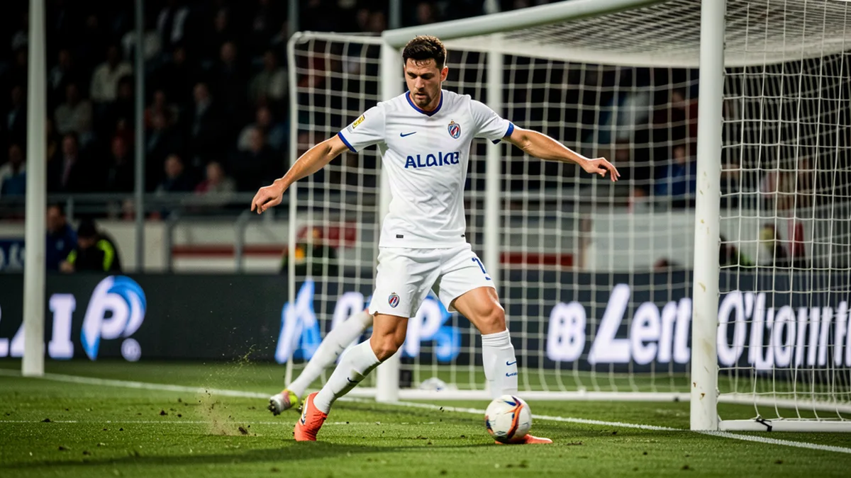 Un attaquant de Ligue 1 conclut une action dans la surface